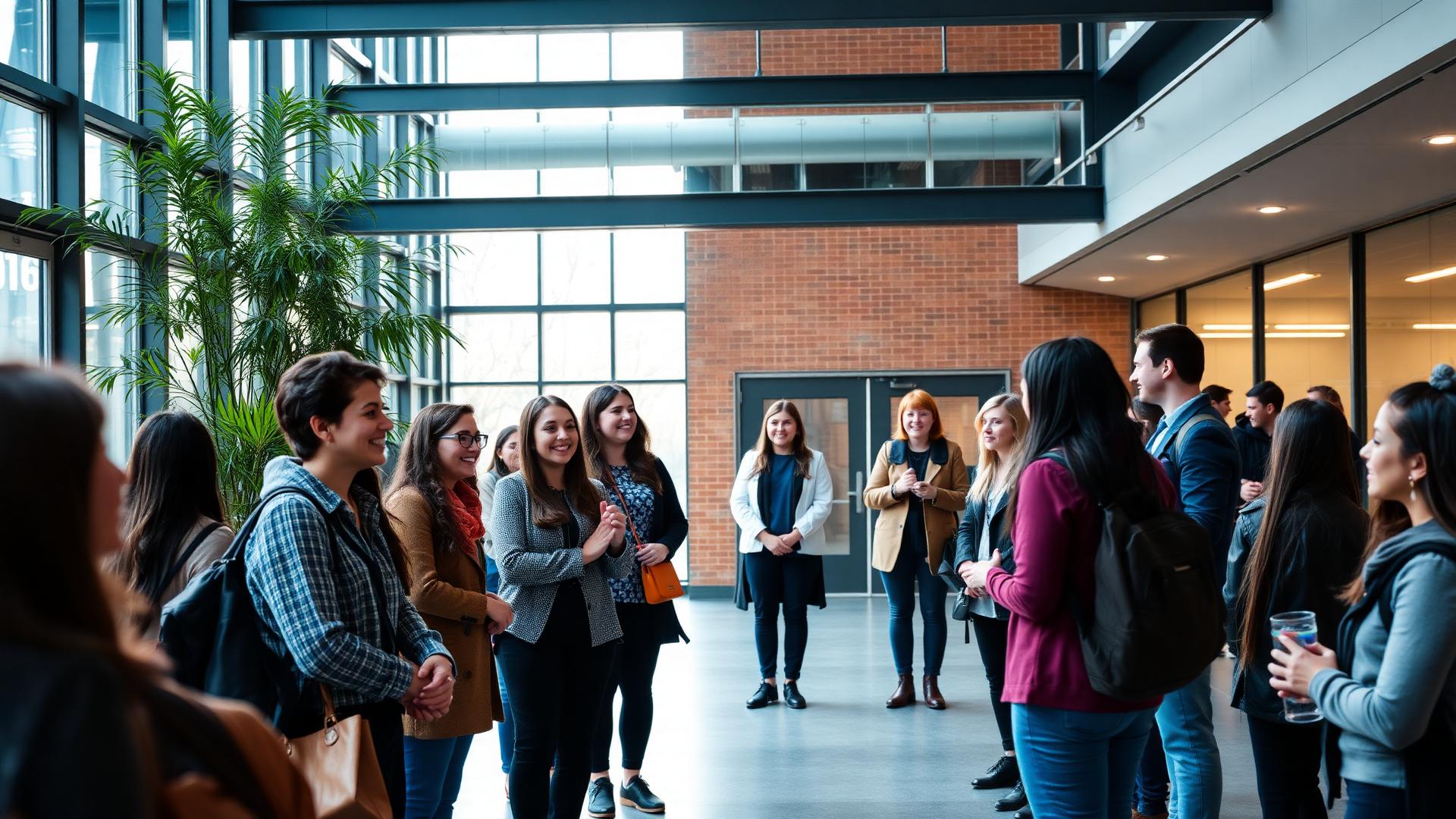 Students and teachers at a welcoming school open day